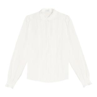 MULVAN 法式复古木耳边白色衬衫女新款花边立领衬衣内搭叠穿上衣