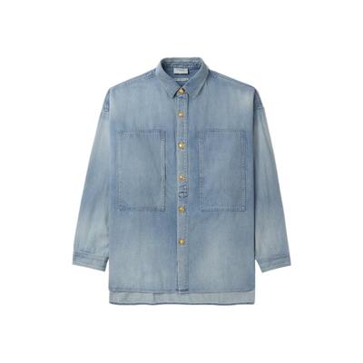 金色扣水洗牛仔长袖衬衫BAPE