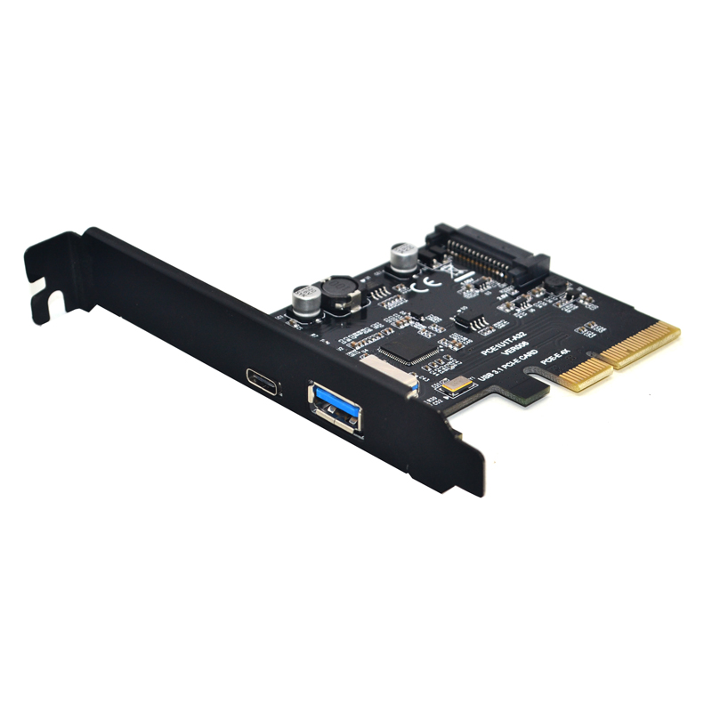 USB3.2扩展卡GEN2 PCI-e 1X转TYPE-C+A口祥硕ASM3142主控支持MAC