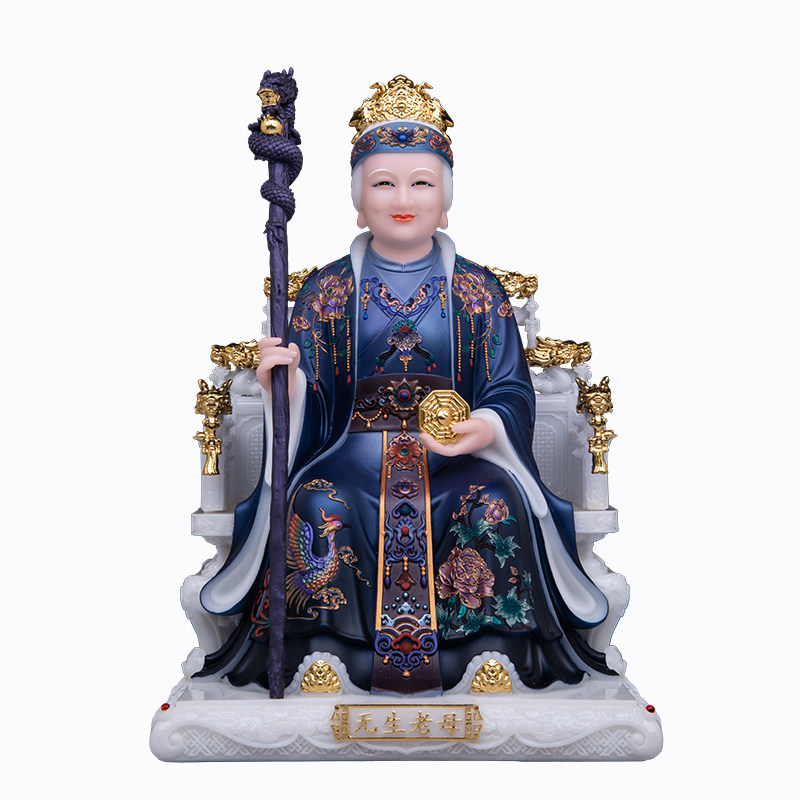无生老母神像汉白玉无声老母无极圣母骊山圣母灵山圣母供奉摆件