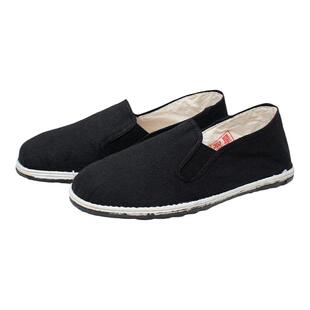 双星布鞋男士单鞋千层底工作鞋一脚蹬休闲透气帆布黑底男款开车鞋