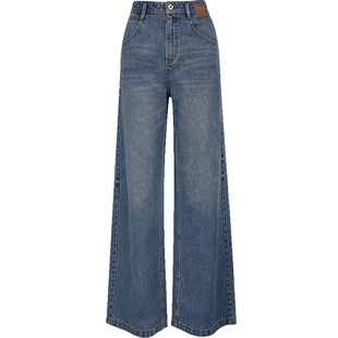 ONLY2025冬季新款松弛显瘦插袋质感皮牌宽松直筒裤长裤牛仔裤女