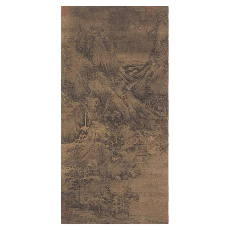 五代董源溪岸图字画临摹画稿