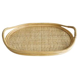 久伴日式藤编竹编托盘水果盘茶盘餐盘客厅餐厅民宿家用复古高级感