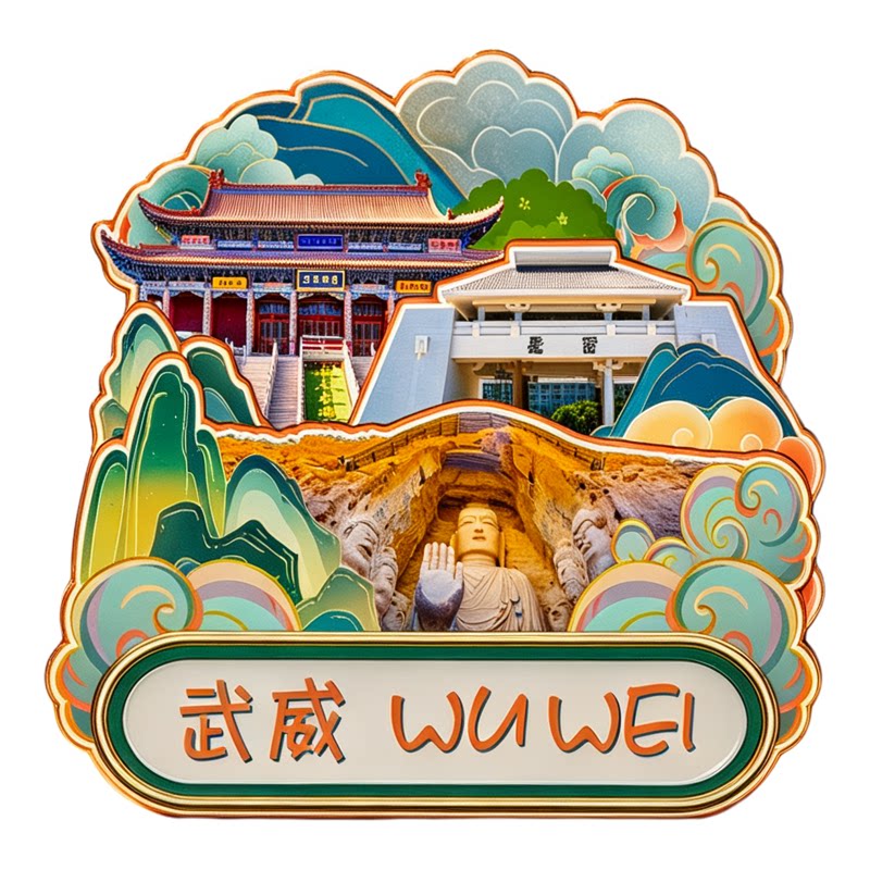 磁吸冰箱贴武威天梯山石窟纪念品