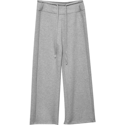 【年终清仓】DM100大码女装秋基础纯色百搭空气层显瘦阔腿休闲裤