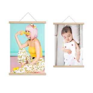 海报定制挂画实木挂轴卷轴油画布打印影楼个人写真照片装饰画制作