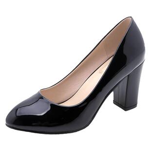 圆头高跟鞋粗跟单鞋大码女鞋40黑色41工作鞋43小码31职业32优雅33