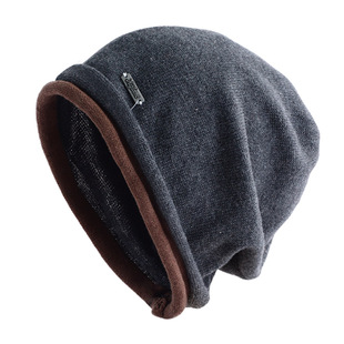 韩版拼色卷边针织儿童堆堆帽男童春夏季薄款大头围百搭亲子包头帽