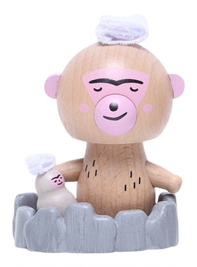 森活木趣车载摇头摆件中控台汽车车内饰品实木木质弹簧动物公仔