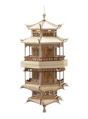 创意双层凉亭镜像木雕