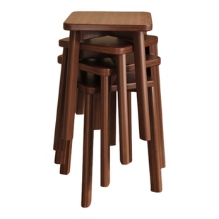 实木凳子家用可叠放客人备用凳餐桌化妆梳妆凳结实耐用新中式方凳