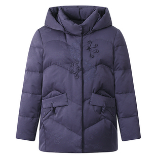 雅鹿羽绒服女短款2025冬季新款加厚妈妈装大码中老年宽松连帽外套