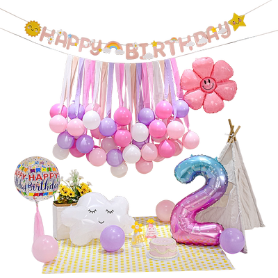 户外生日派对气球装饰布置拍照