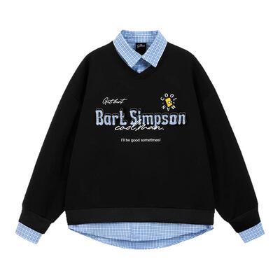 辛普森一家假两件衬衫领情侣卫衣