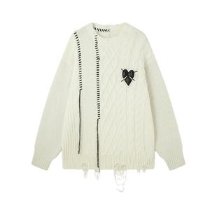 INXX APYD 复古不规则破洞流苏毛衣男宽松慵懒风情侣针织衫女