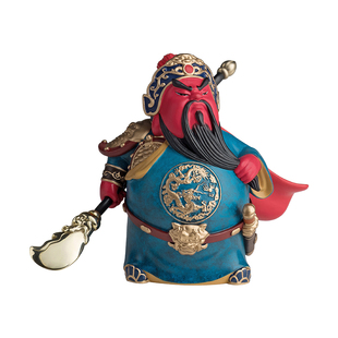 铜师傅《萌刀关羽》武财神关二爷铜摆件 办公桌书房创意工艺品