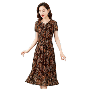 香妮芬复古花色台湾网纱中年妈妈连衣裙女2026夏季新款休闲减龄装