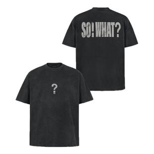 ANTIDOTE 美式重磅问号字母短袖男小领口宽松半袖上衣水洗做旧t恤