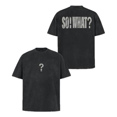 ANTIDOTE 美式重磅问号字母短袖男小领口宽松半袖上衣水洗做旧t恤