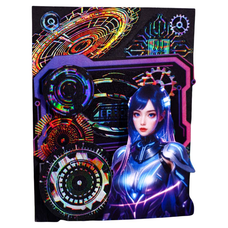 齿轮狂想PET胶带机械科技未来感透明虹光赛博朋克手帐DIY素材装饰