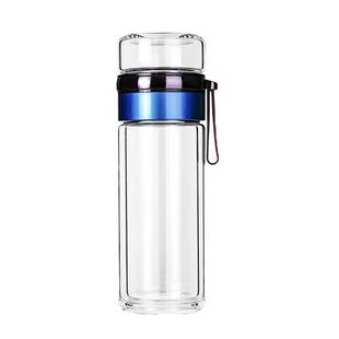 匡迪茶水分离泡茶杯双层加厚玻璃杯大容量480ml耐高温水杯子便携