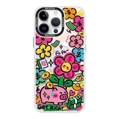 ANGYING× 好运发财小花适用苹果17promax手机壳磁吸新款iPhone16pro保护套13pm红色ip15/14全包12带支架女