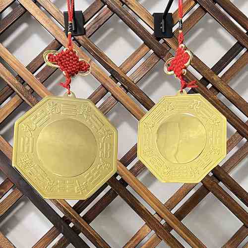 纯黄铜八卦镜凸镜子门口挂件大窗户家用摆件号铜镜大门口阳台太极