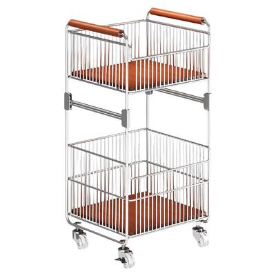 不锈钢中古脏衣篮推车收纳筐浴室置物架落地脏衣篓移动分层洗衣篮