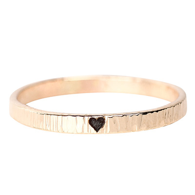 14K包金爱心素圈戒指女 欧美个性小指ins关节戒尾戒 简约冷淡风