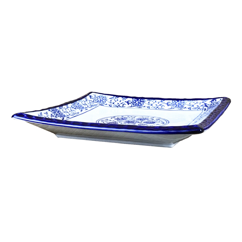 陶瓷盘子老式釉下彩青花瓷餐具四方形盘碟家用平盘正方碟子冷菜盘