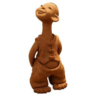 手工陶艺人物 创意泥人 陶土娃娃人物 陶瓷娃 陶人泥塑长脖子摆件