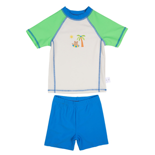 男童短袖防晒速干泳衣2026夏季儿童卡通分体泳衣套装沙滩服5851