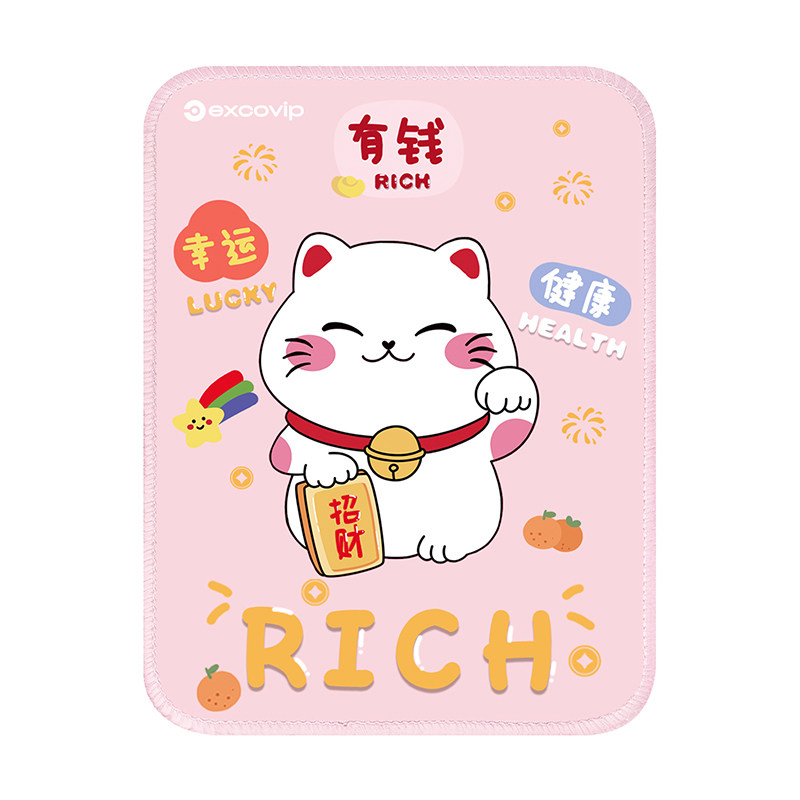 Mini幸运发财鼠标垫布面橡胶底