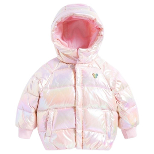 正品迪士尼女童羽绒服儿童免洗亮面羽绒外套防风冬装新品中小童装