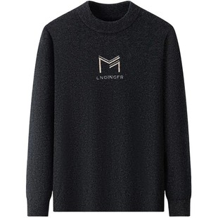 啄木鸟冬季大码男款毛衣加肥加大宽松型保暖衣加绒加厚胖子打底衫