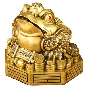 黄铜八卦金蟾摆件客厅三足铜金蟾蜍客厅玄关铜三脚金蝉开业礼品