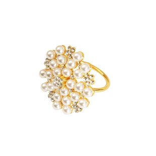 精致珍珠口布扣商用酒店金属餐巾扣环形金色毛巾扣装饰西餐扣环