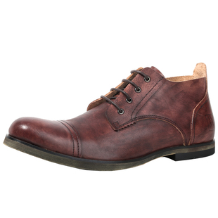 英伦手工擦色皮鞋男复古休闲皮鞋意大利软皮男鞋三接头街头百搭鞋