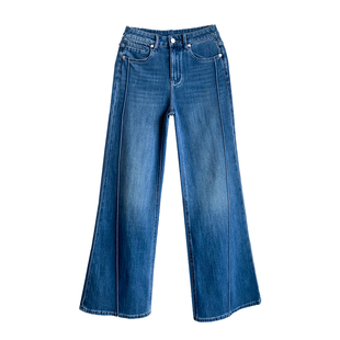 加绒【女神裤】四面弹直筒微喇叭牛仔裤女2025秋冬款宽松阔腿长裤