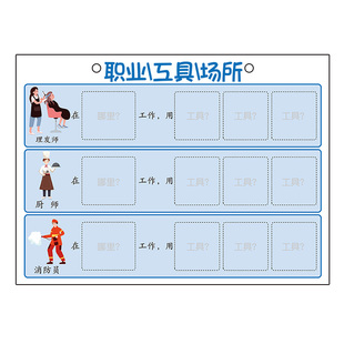 认识职业场所工具幼儿园认知卡自制小中大班区域角投放材料教玩具
