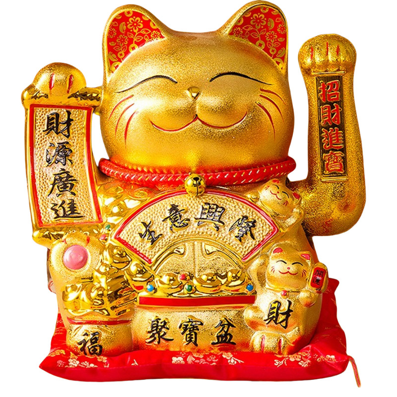 招财猫摆件电动摇手金色招财进宝店铺家用装饰品收银台招手发财猫