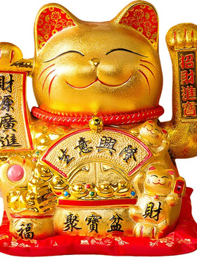 电动摇手金色招财猫摆件