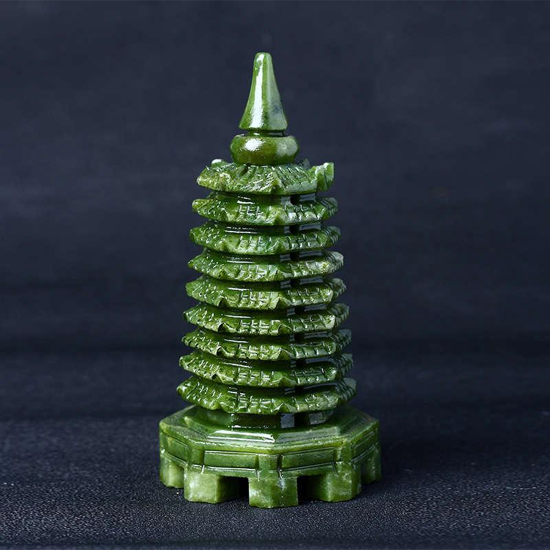 五方攀升宝塔九层黑曜石黄玉文昌塔汉白玉文昌及第荣升塔摆件