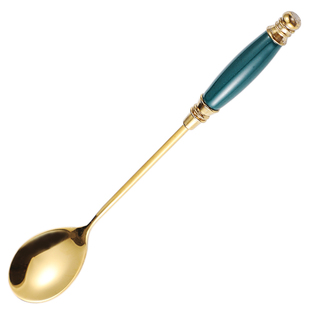 陶瓷柄搅拌勺咖啡勺不锈钢奶茶小汤匙甜品勺创意复古欧式马克杯勺