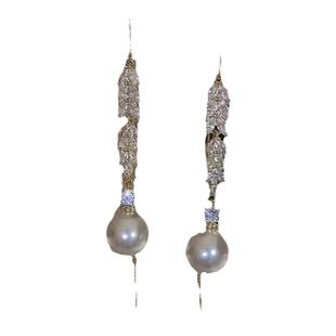 2025年新款珍珠流苏耳线高级感轻奢金色长款气质百搭耳环防丢耳饰