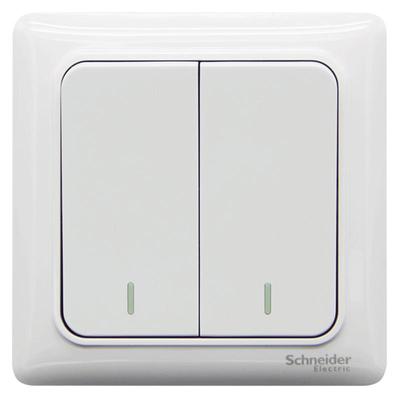 施耐德开关插座睿意白双联双开型
