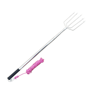 户外鱼叉带杆不锈钢五齿大号大倒刺鱼叉杆可伸缩超硬钢叉叉头老式