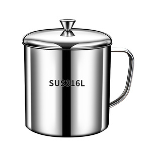 316不锈钢杯子水杯食品级带盖口杯304大容量家用茶缸喝水手柄茶杯