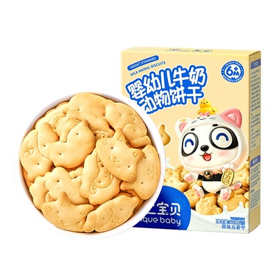 不二宝贝婴幼儿牛奶动物饼干